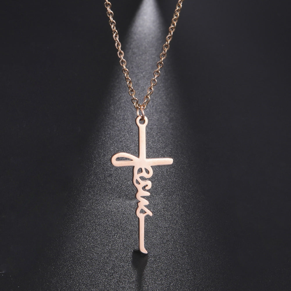 Collier en Acier Inoxydable avec Pendentif Croix de Jésus