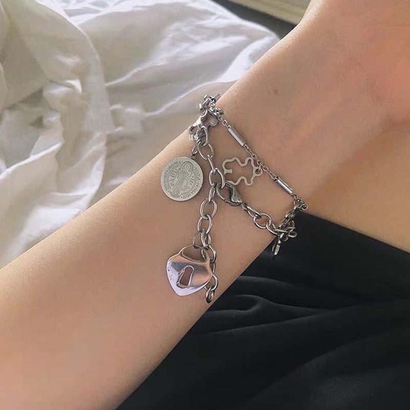 Bracelet Pendentif Cœur et Cadenas de Jésus