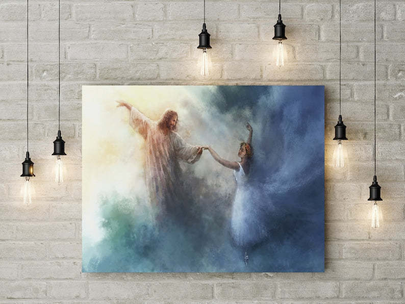 "Calm and Stars - Jesus": Starry Oil Painting