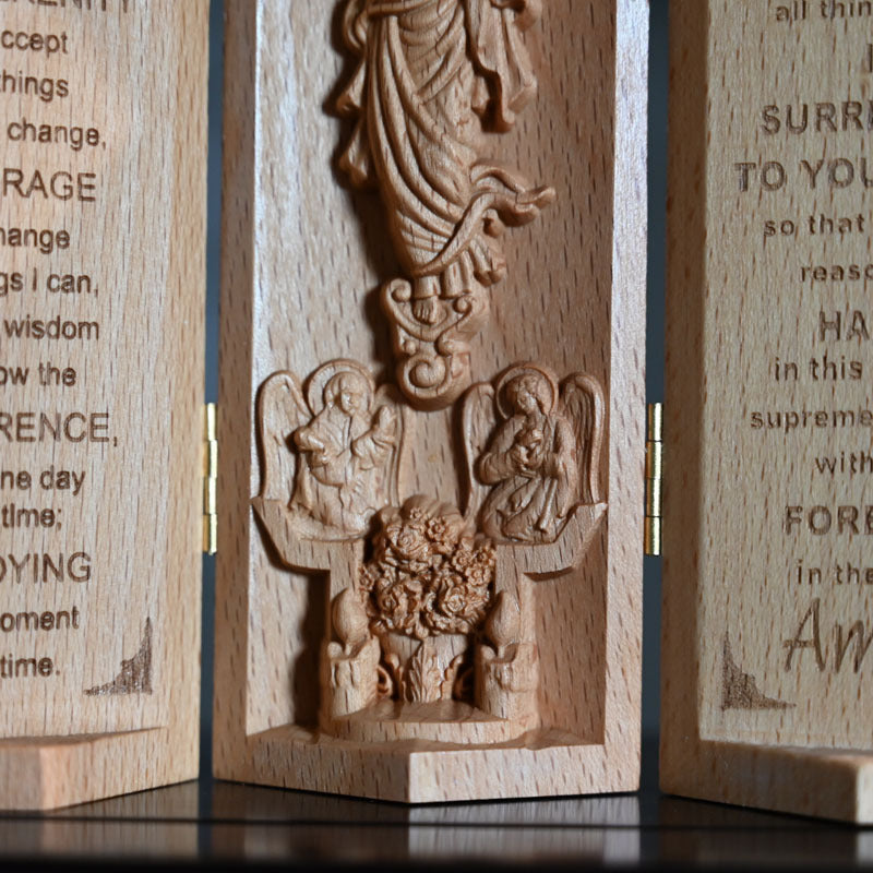 Boîte Triptyque en Hêtre avec Jésus