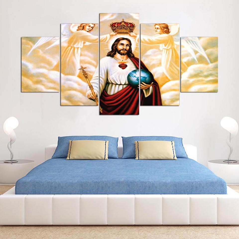 Décoration Murale – Ensemble de 5 Posters Religieux de Jésus