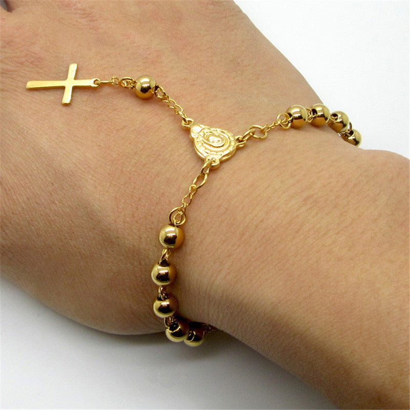 Bracelet Avec Croix De Jésus Et Perles Bouddhistes