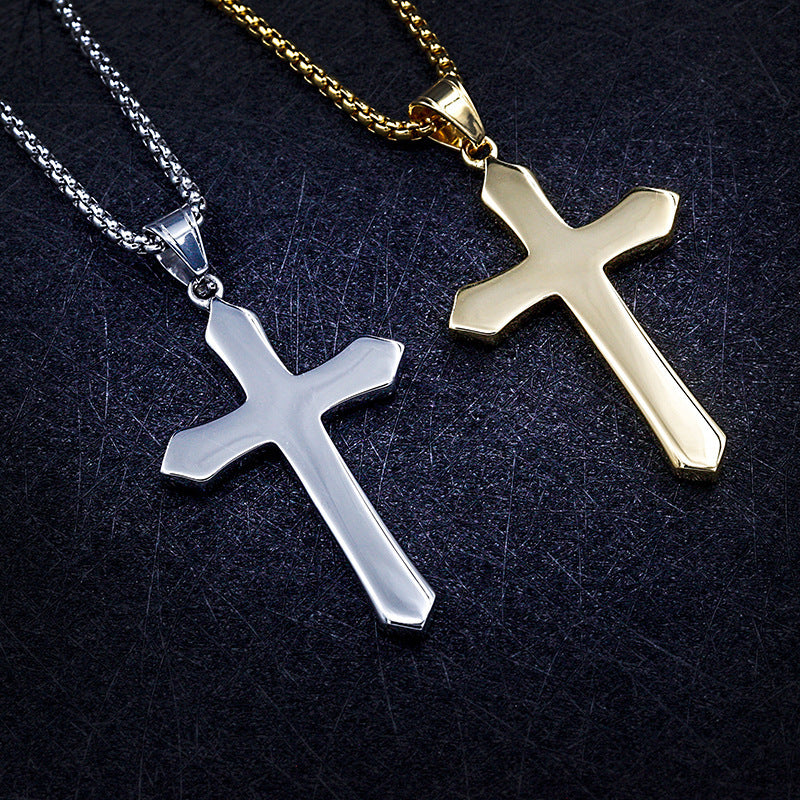 Collier en Acier Titane avec Pendentif Croix de Jésus