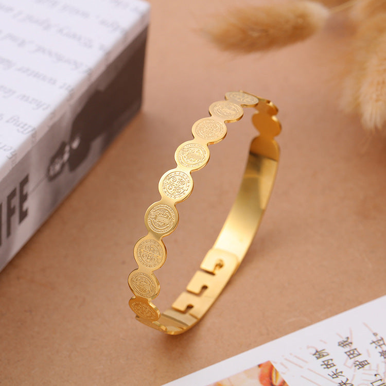 Bracelet Ajustable en Acier Inoxydable avec Versets Bibliques