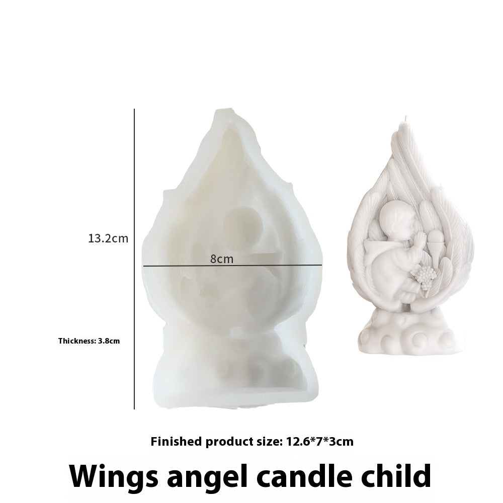 Moule en Silicone pour Bougie - Ailes d'Ange avec Prière de Jésus