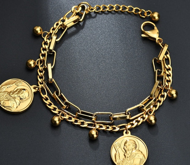Bracelet Acier Inoxydable Avec Tête De Jésus