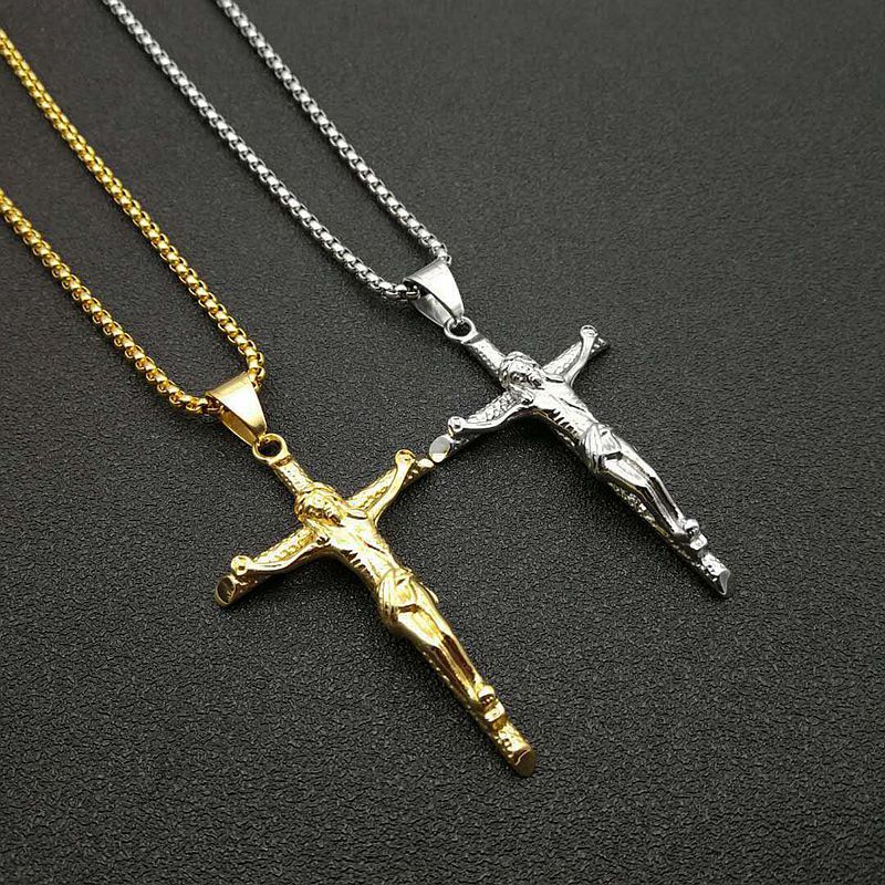 Jésus en Acier Titanium Doré