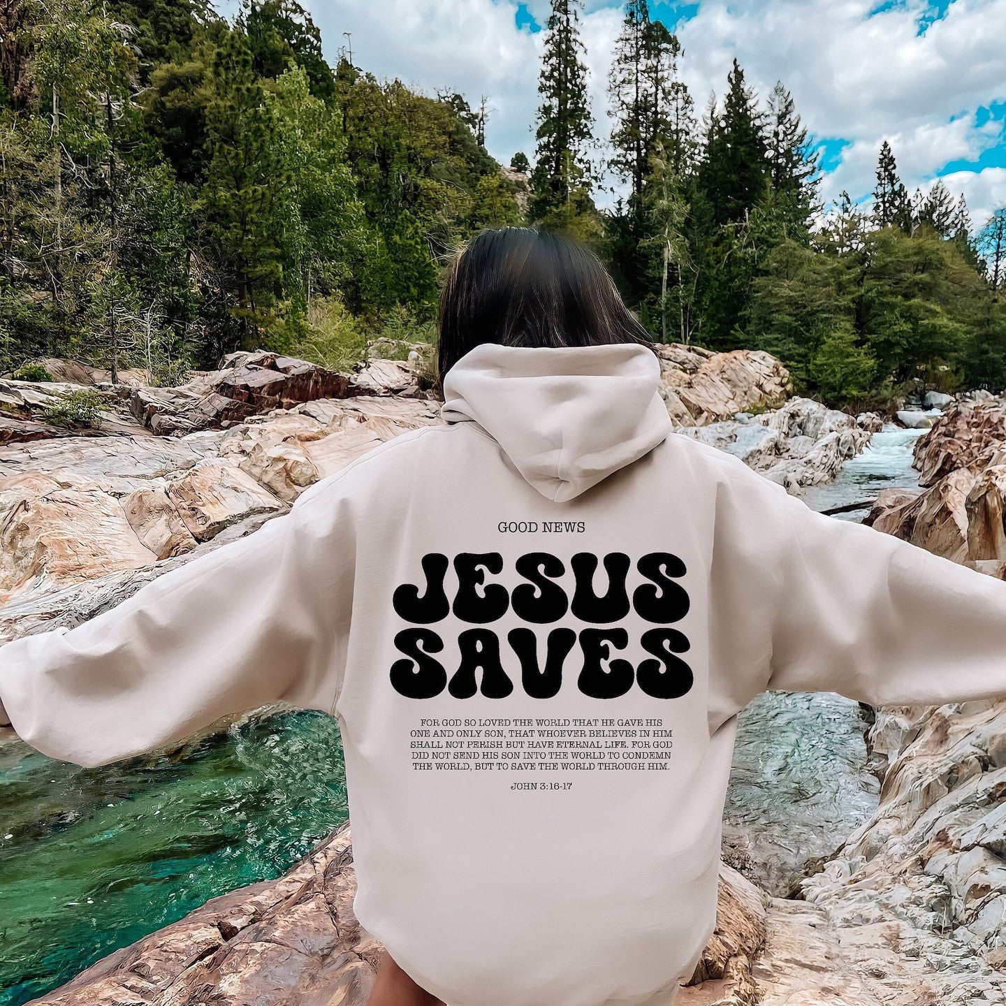 Hoodie "Jesus Save" avec Versets Bibliques