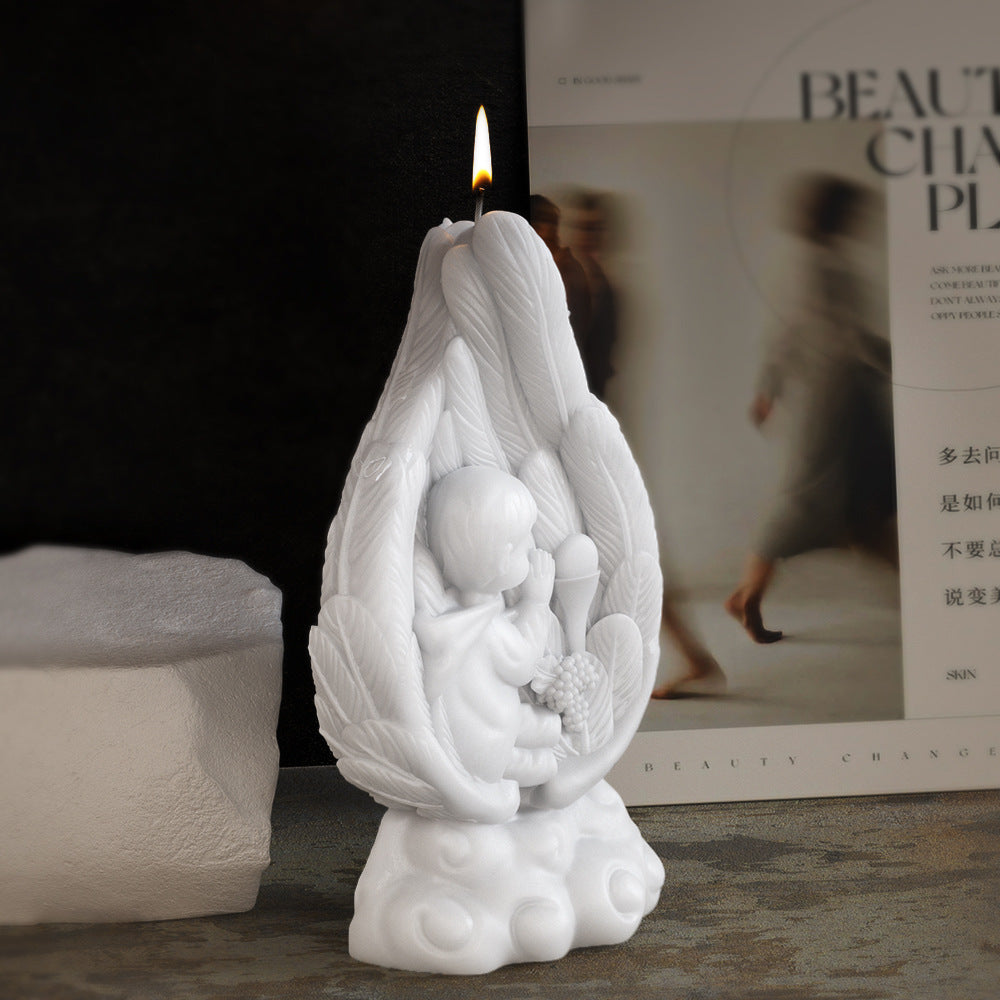 Moule en Silicone pour Bougie - Ailes d'Ange avec Prière de Jésus