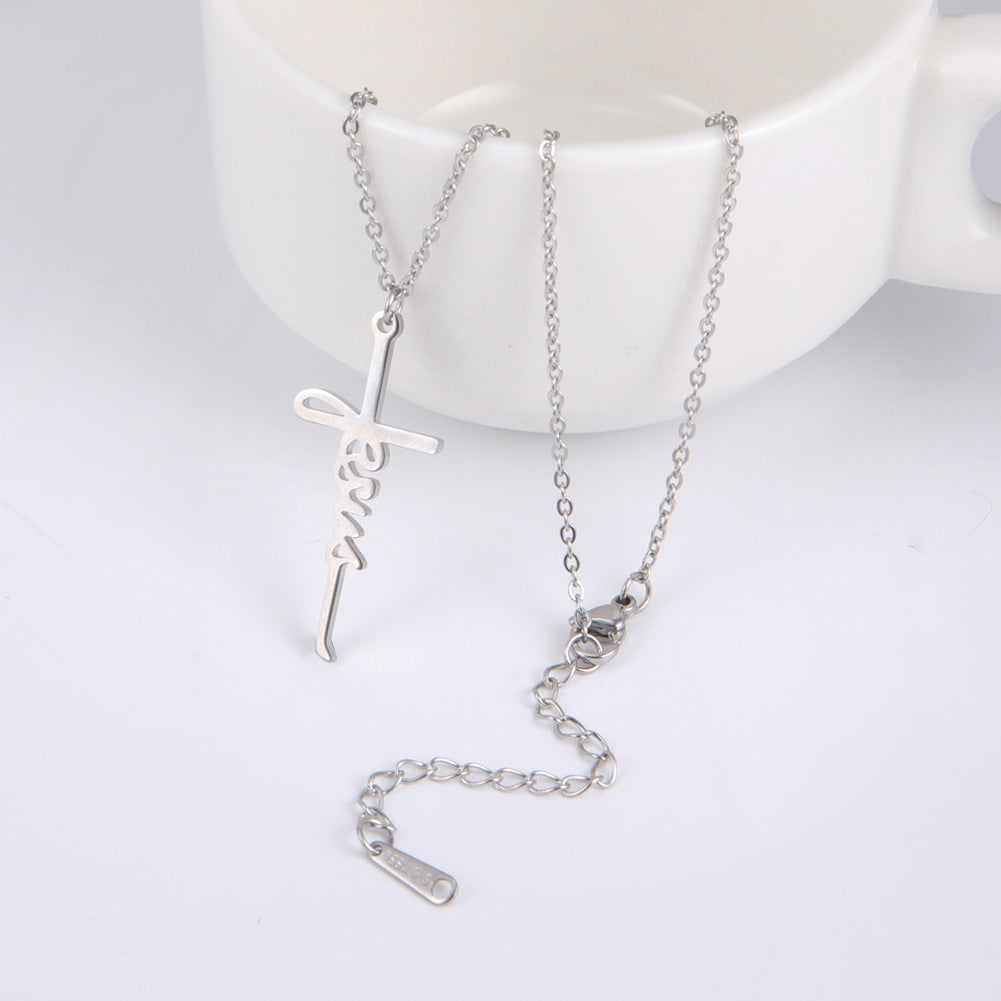 Collier en Acier Inoxydable avec Pendentif Croix de Jésus