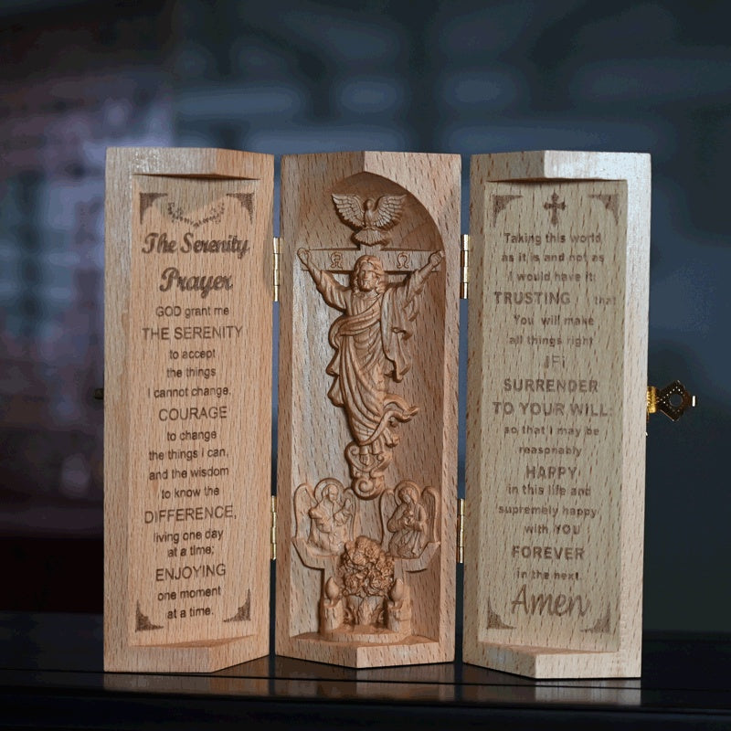 Boîte Triptyque en Hêtre avec Jésus
