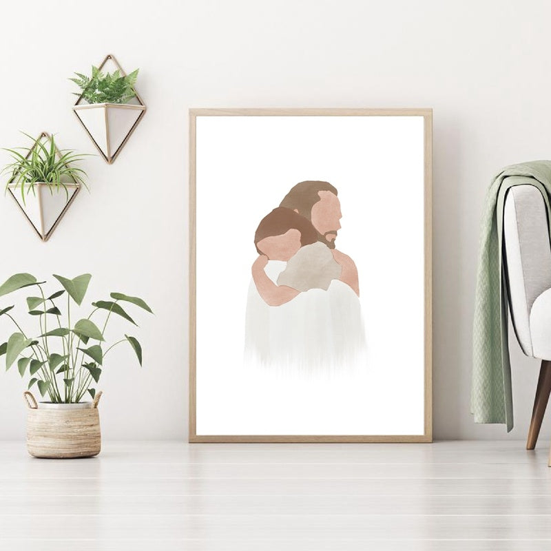 Peinture Aquarelle Artistique de Jésus-Christ sur Toile Décorative