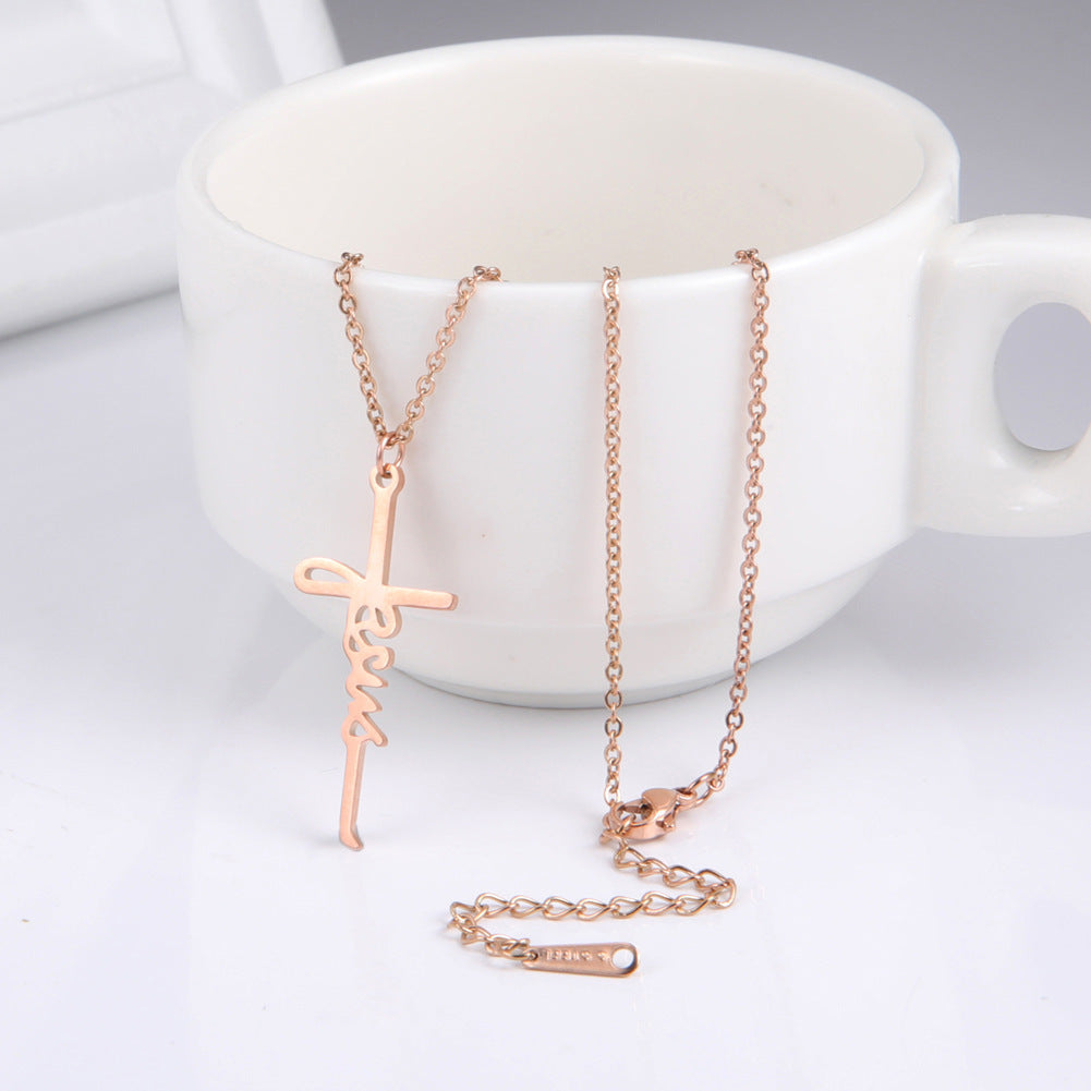 Collier en Acier Inoxydable avec Pendentif Croix de Jésus