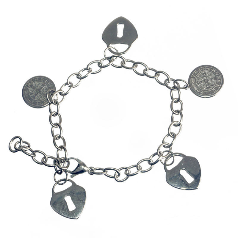 Bracelet Pendentif Cœur et Cadenas de Jésus