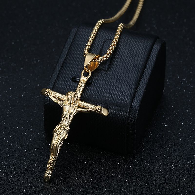 Jésus en Acier Titanium Doré