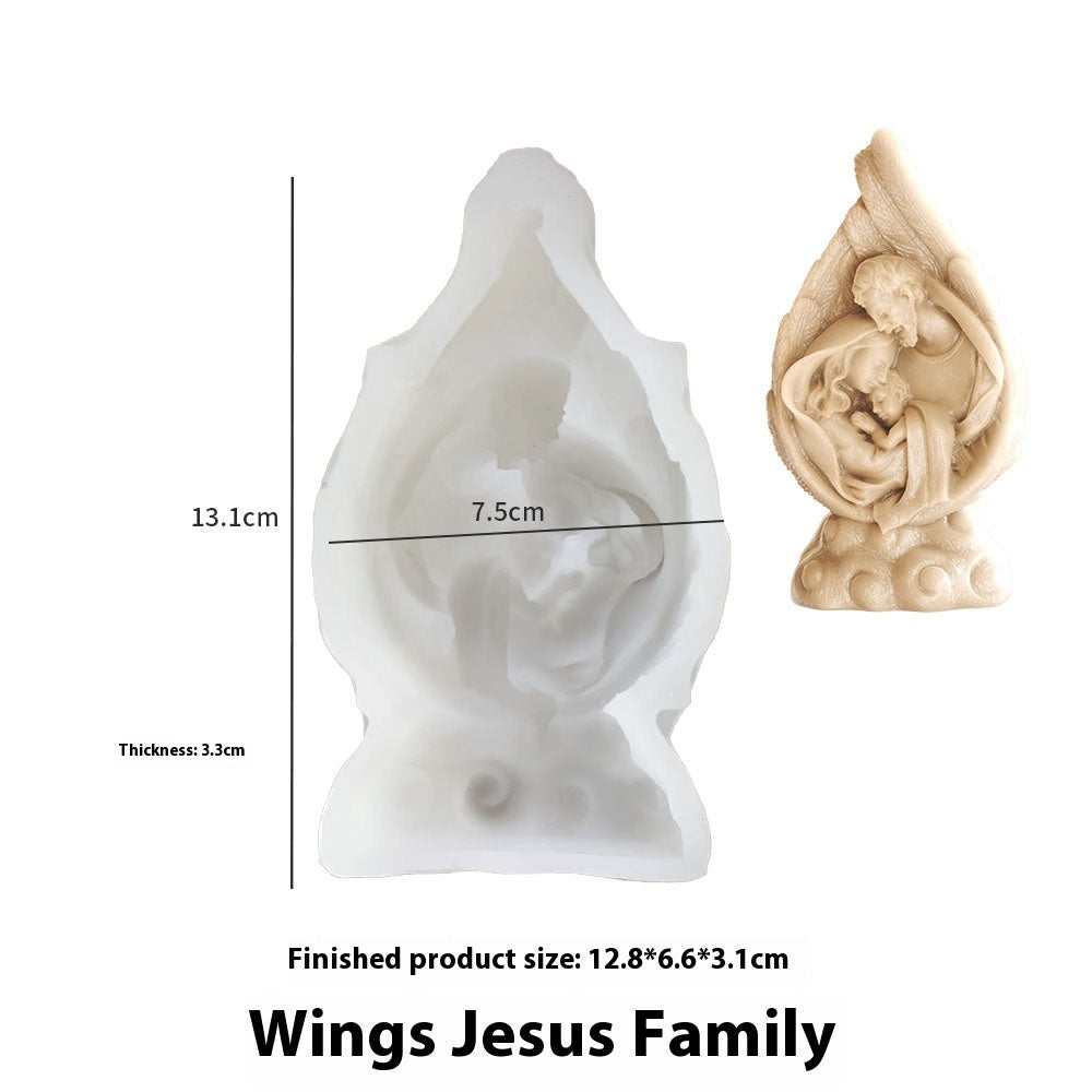 Moule en Silicone pour Bougie - Ailes d'Ange avec Prière de Jésus