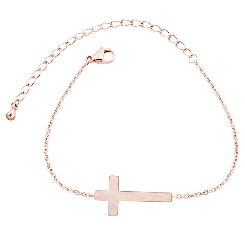 Silver and Gold Jesus Cross Bracelet