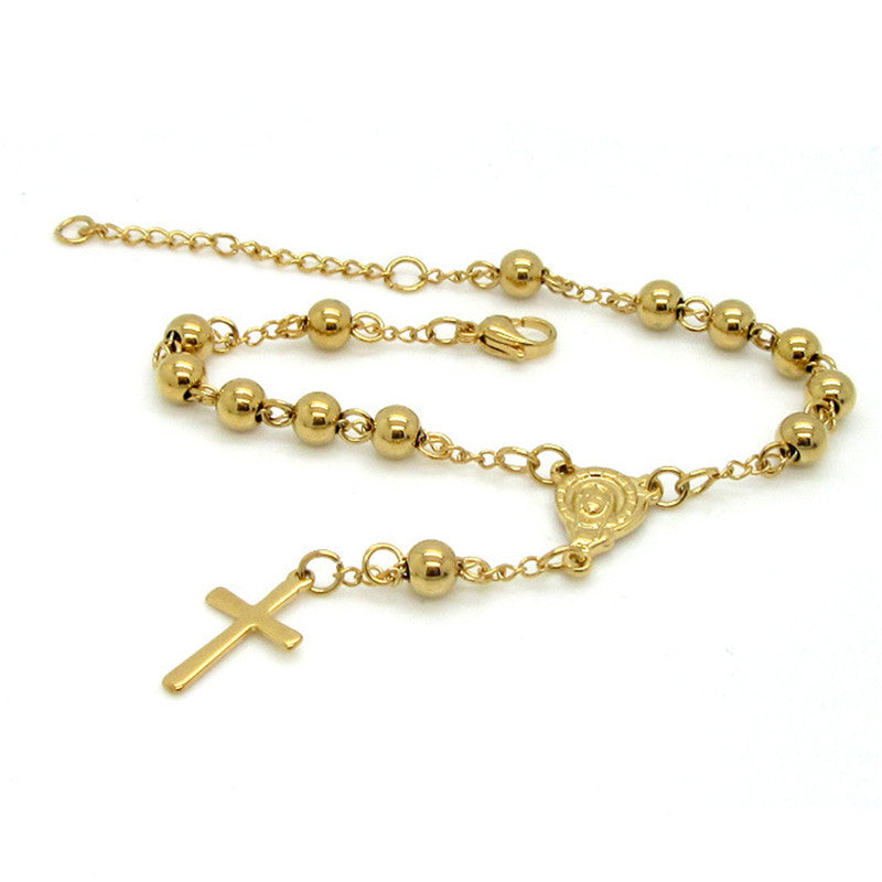 Bracelet With Jesus Cross And Buddhist Beads 