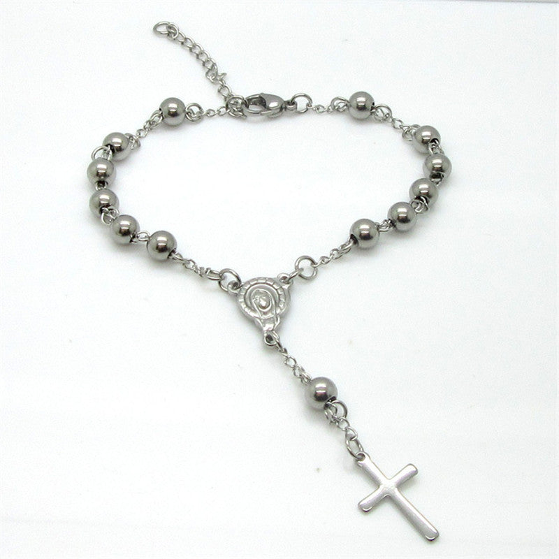 Bracelet With Jesus Cross And Buddhist Beads 