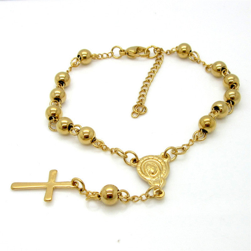 Bracelet With Jesus Cross And Buddhist Beads 