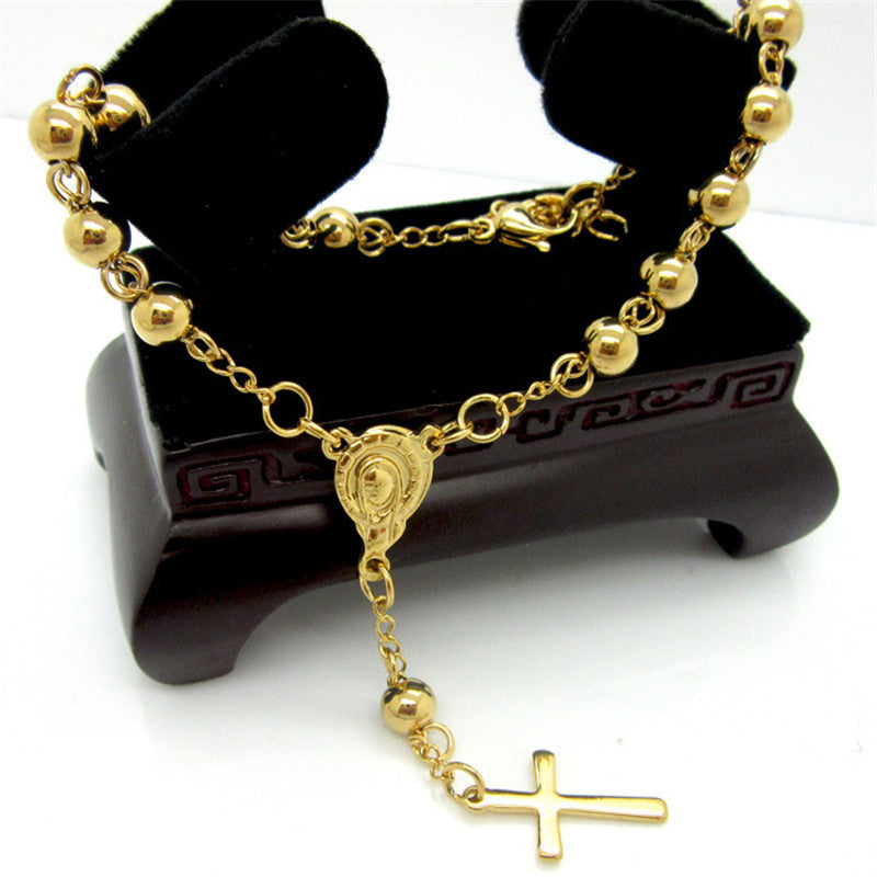 Bracelet With Jesus Cross And Buddhist Beads 