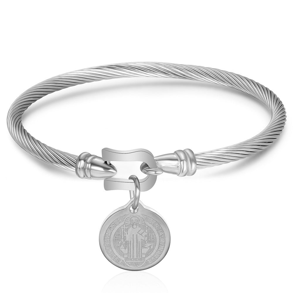 Bracelet with Jesus Pendant and Horseshoe Clasp