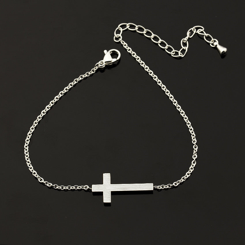 Silver and Gold Jesus Cross Bracelet