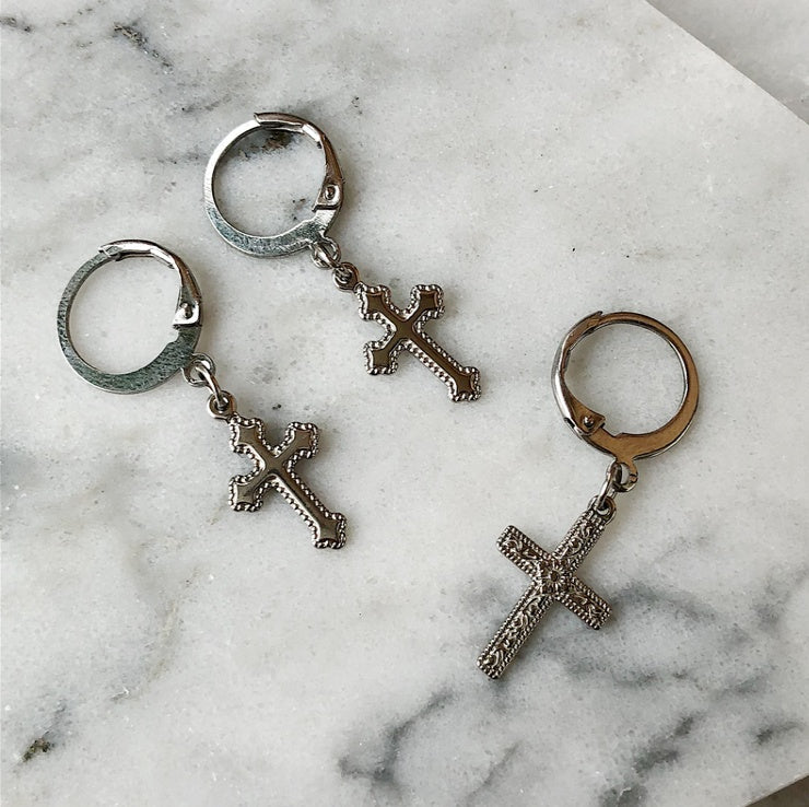 Vintage Jesus Cross Earrings 