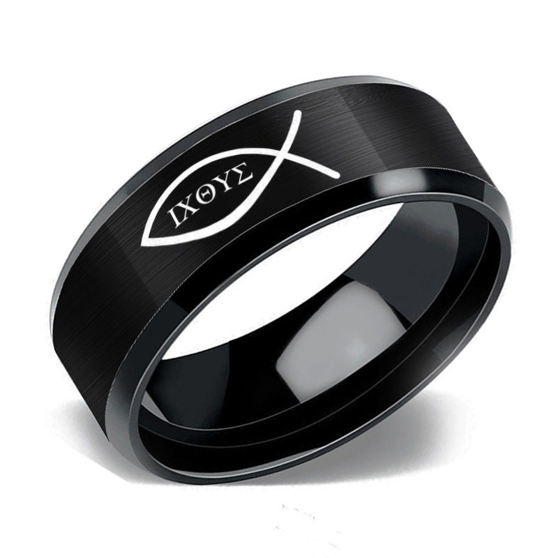 Stainless Steel Ring With Jesus Logo