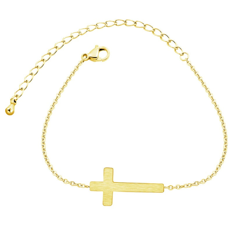 Silver and Gold Jesus Cross Bracelet