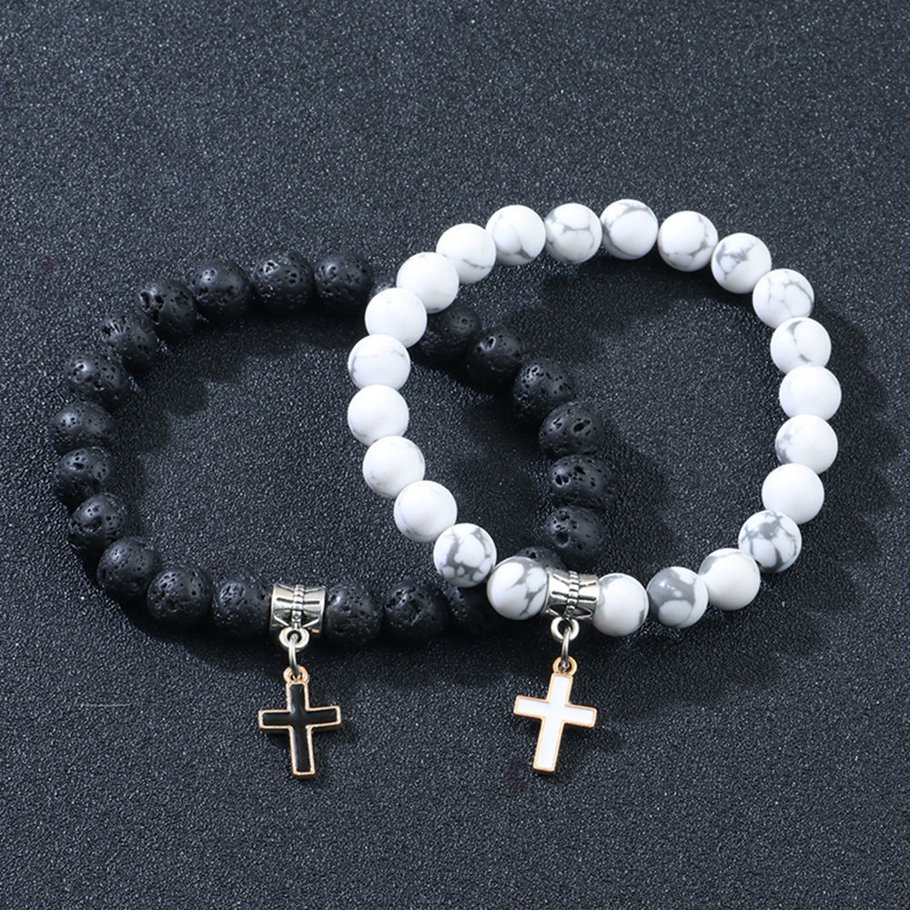 Volcanic Stone Cross Bracelet