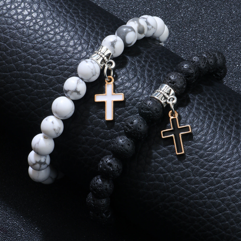 Volcanic Stone Cross Bracelet