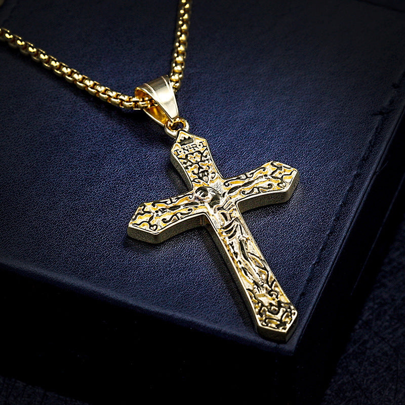 Titanium Steel Necklace with Jesus Cross Pendant 