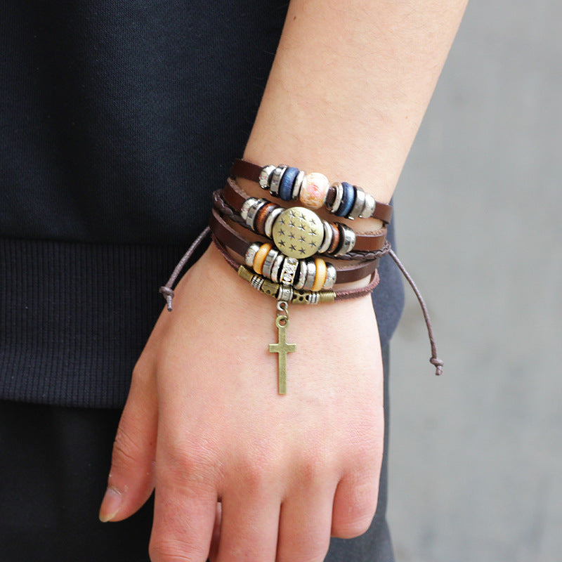 Jesus Cross Braided Bracelet