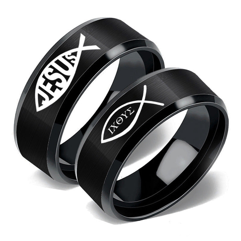 Stainless Steel Ring With Jesus Logo