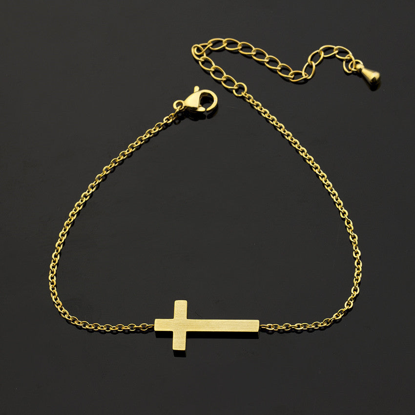 Silver and Gold Jesus Cross Bracelet