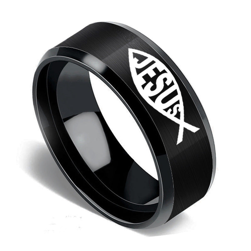 Stainless Steel Ring With Jesus Logo