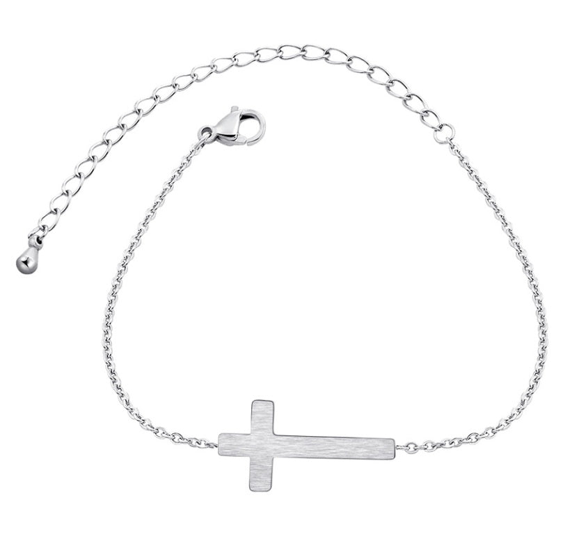 Silver and Gold Jesus Cross Bracelet