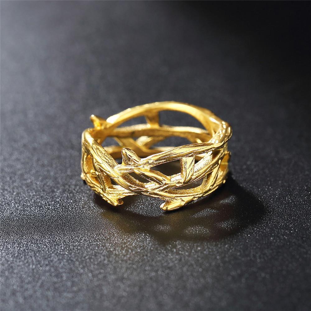 Crown of Thorns and Olive Branch Titanium Steel Ring 