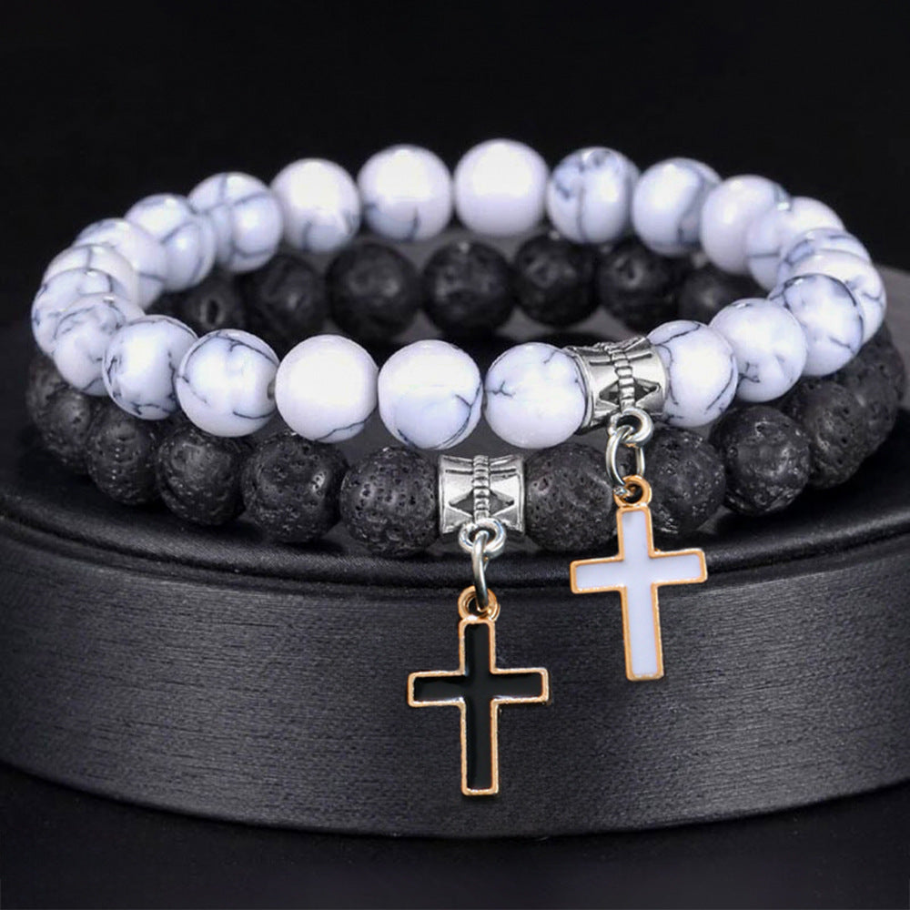 Volcanic Stone Cross Bracelet