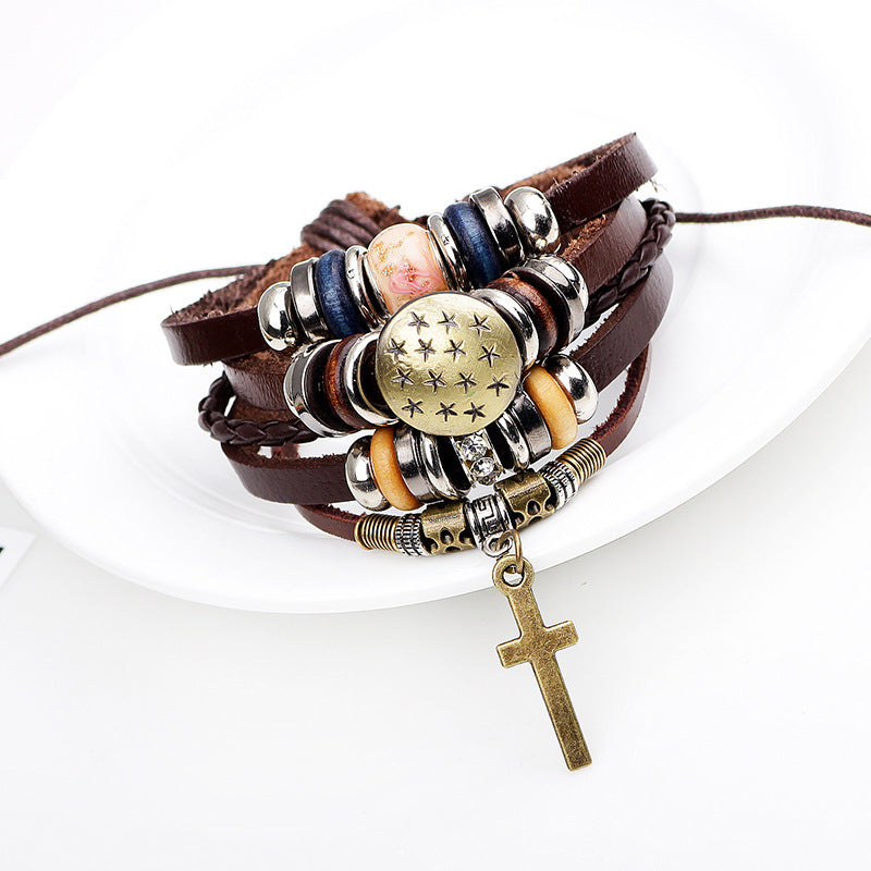 Jesus Cross Braided Bracelet