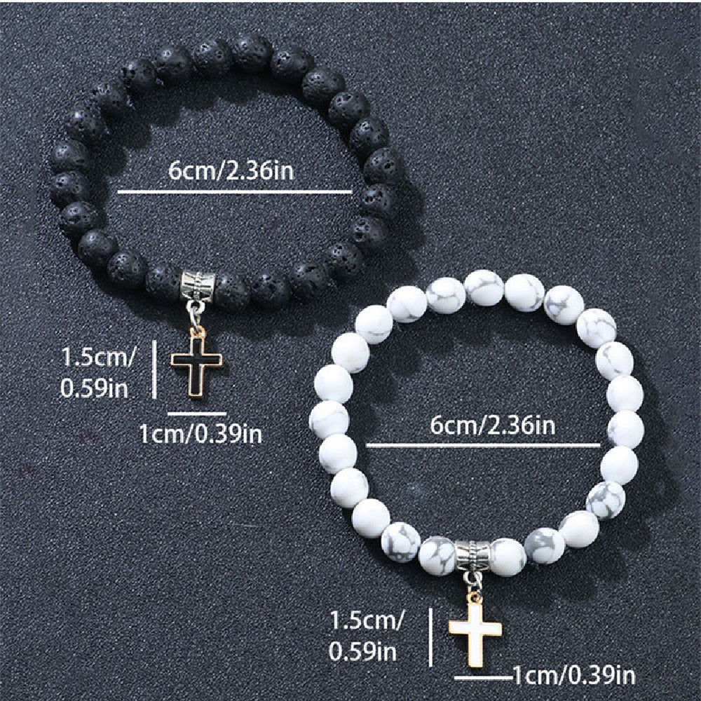 Volcanic Stone Cross Bracelet