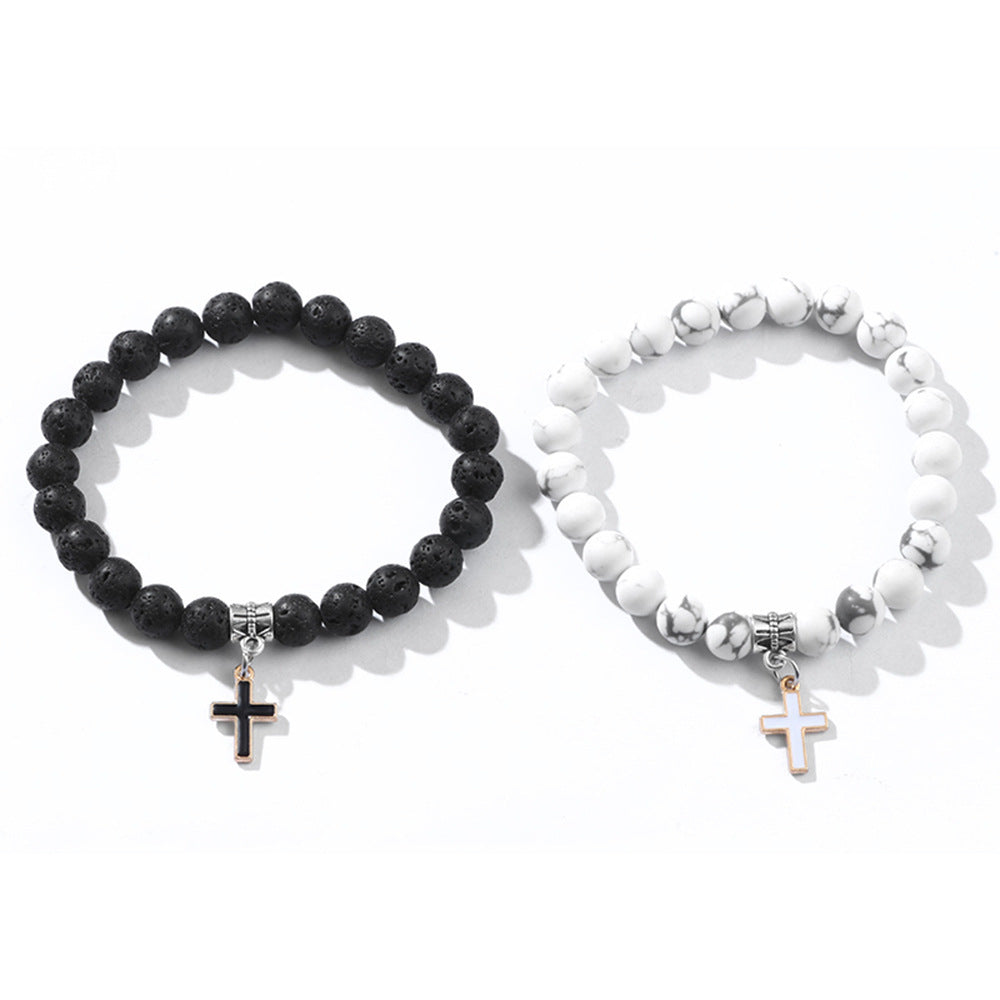 Volcanic Stone Cross Bracelet